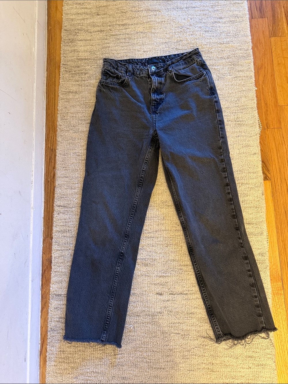 Zara Black Straight-Leg High Waist Jeans